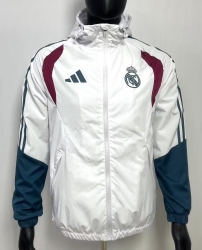 2627 R M white with green red windbreaker jacket with caps S-XXL